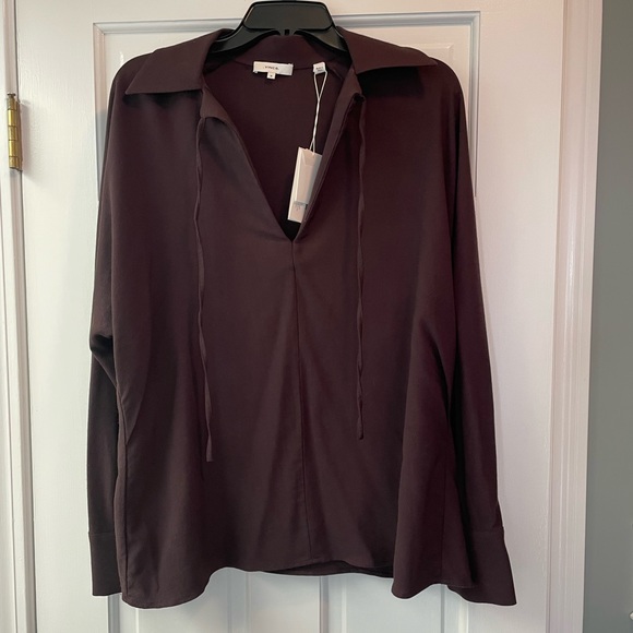 NEW Vince plum blouse with tie neck. Size M NWT - Picture 3 of 10